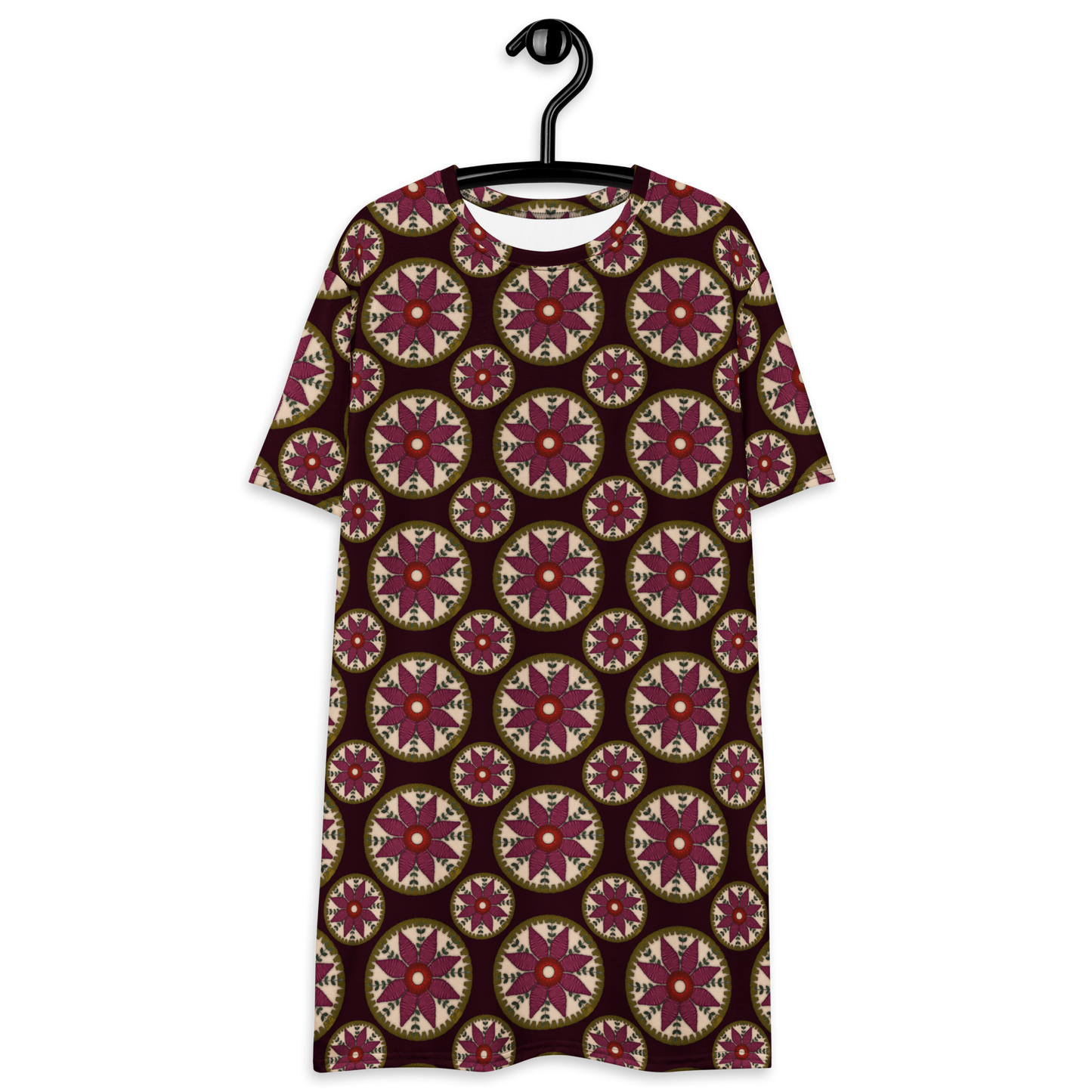 T-shirt Dress With Floral Embroidery Print