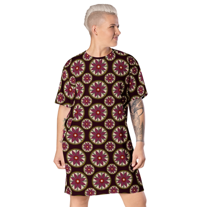 T-shirt Dress With Floral Embroidery Print