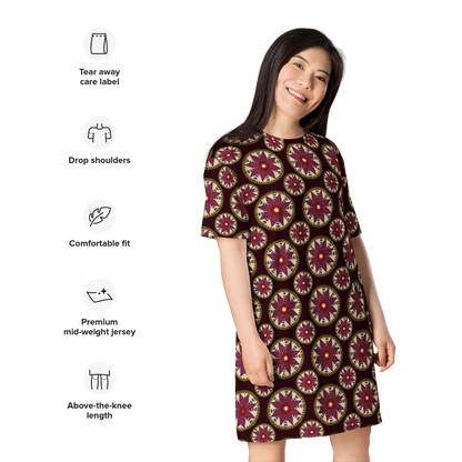 T-shirt Dress With Floral Embroidery Print