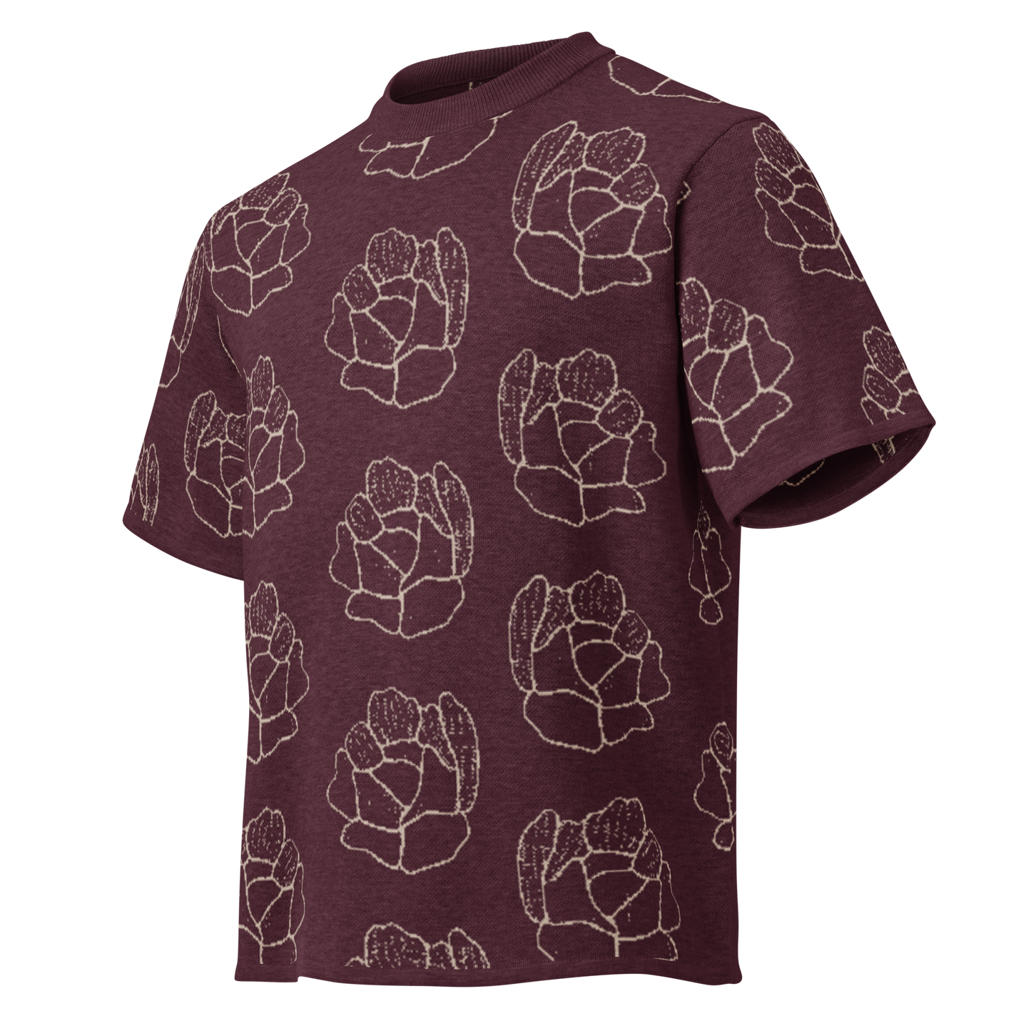 Camiseta streetwear de punto floral color cereza para hombre de la tienda de ropa Sanper Studio