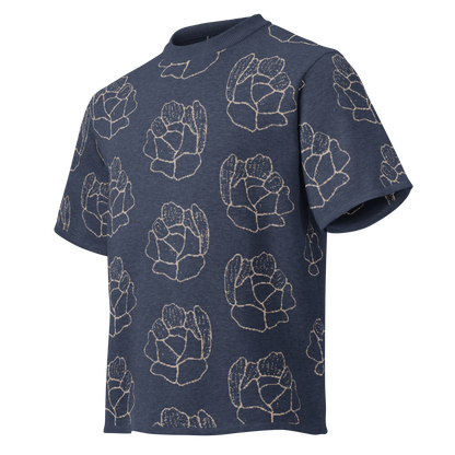 Camiseta streetwear de punto floral azul oscuro para hombre de la tienda de ropa Sanper Studio