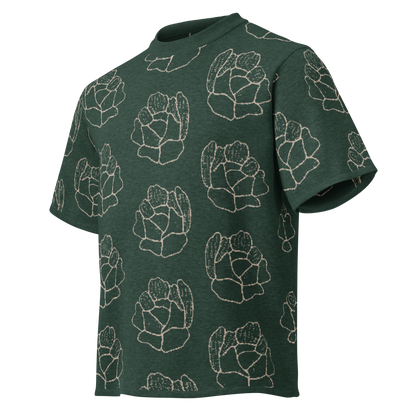Camiseta streetwear de punto floral verde oscuro para hombre de la tienda de ropa Sanper Studio