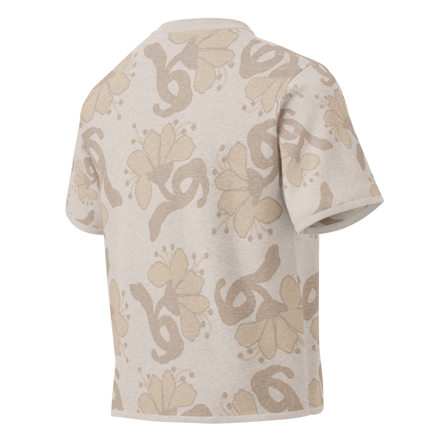 Floral Knitted Classic Tee - Beige