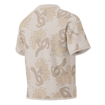 Floral Knitted Classic Tee - Beige